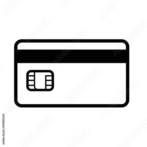 Credit Card Icon with Chip and Magnetic Stripe.
