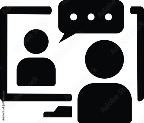 Online meeting and video conference icon representing virtual communication, remote work collaboration, webinar discussion and digital team conversation concept vector illustration