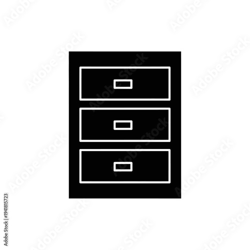 Black Filing Cabinet with Three Drawers.