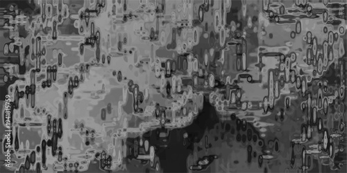 Dark Grayscale Abstract Background with Organic Blob Shapes and Circular Elements in a Textured Digital Art Style