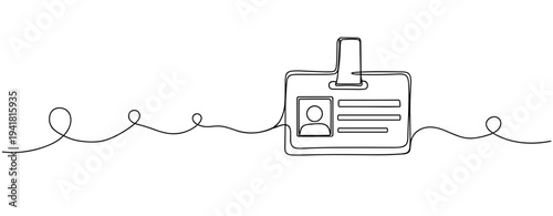 Identification badge hanging on line in minimalist layout