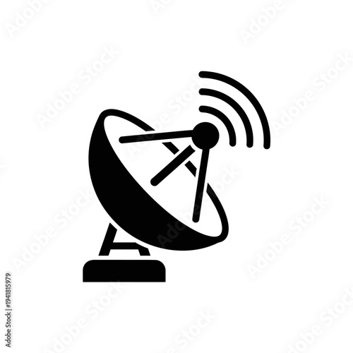 Satellite Dish Communication Technology Icon Illustration.