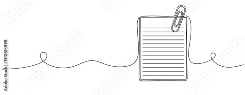 Notepad clipped with paper clip in minimalist white background