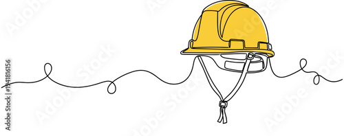 Safety helmet hanging in single line continuous drawing
