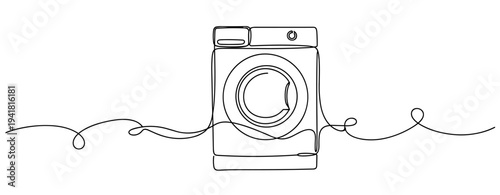 Front loading washing machine illustrated with continuous line