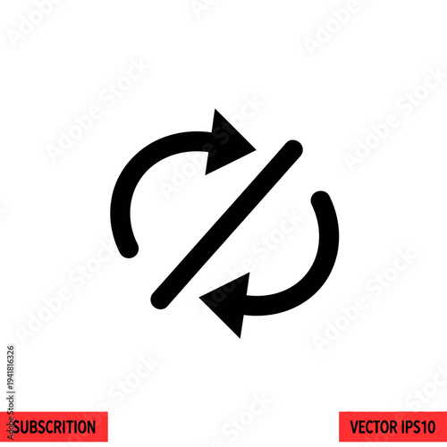 Synchronization icon with a diagonal line through it, indicating disabled sync.