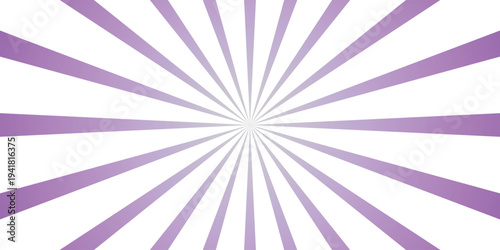 Purple and white radial burst background with gradient lines emanating from the center creating a sunburst effect for graphic design and abstract concepts
