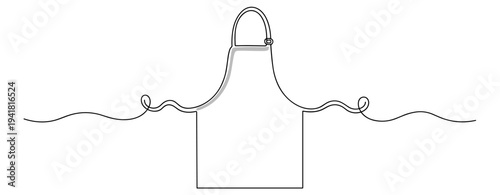 Apron hanging with twisted straps on white background