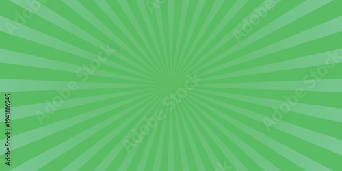 Vibrant green radial burst background with alternating light and dark stripes emanating from the center for dynamic energy and retro appeal