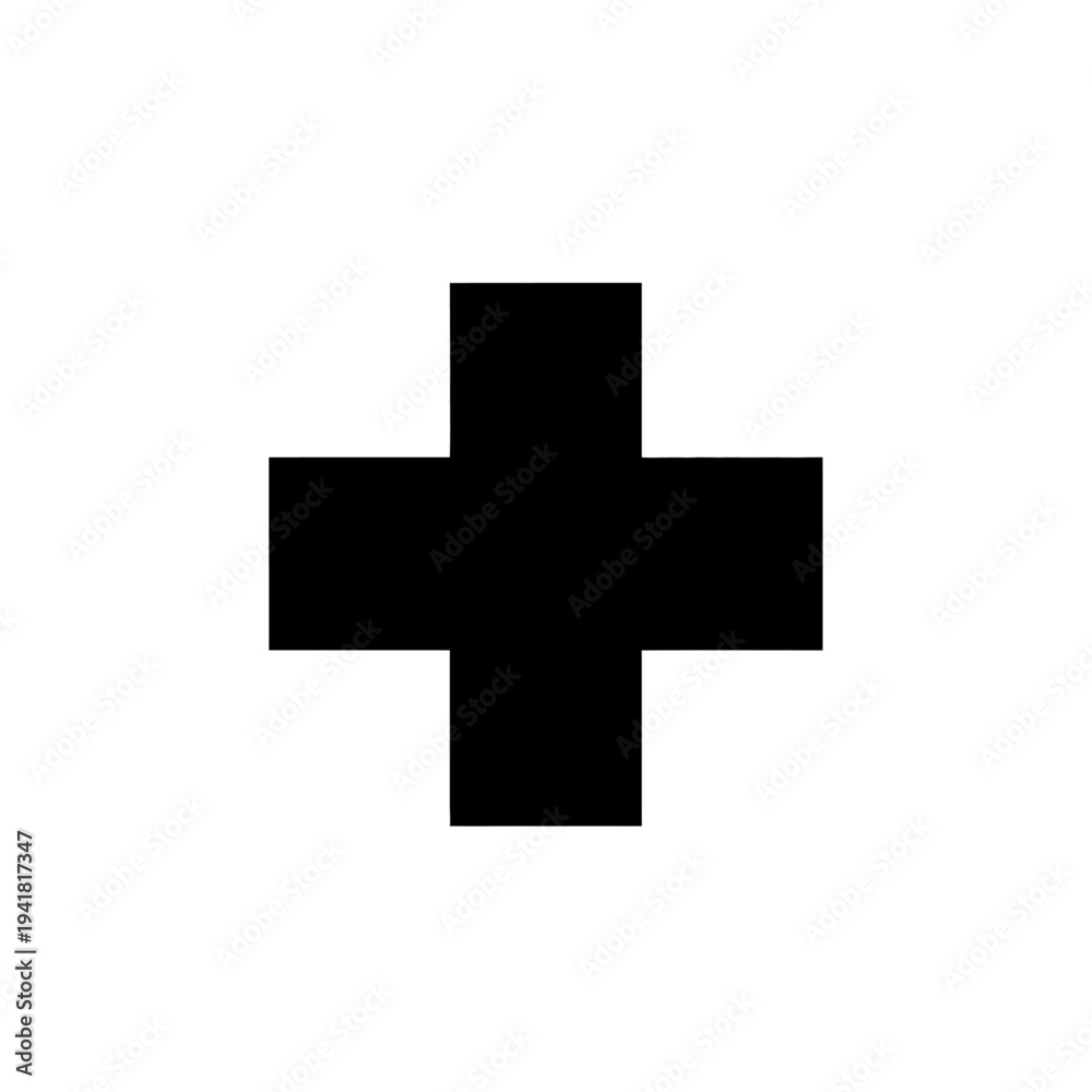 Obraz premium Black plus sign on white background for addition.