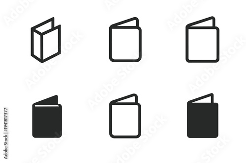 Bookbinding Logo Variations. Bookbinding. Icon set. Set Logo of Bookbinding: saddle-stitched booklet. harmonious logo variations of the same emblematic