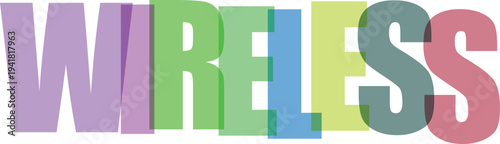 Multicolored Wireless Text on White Background