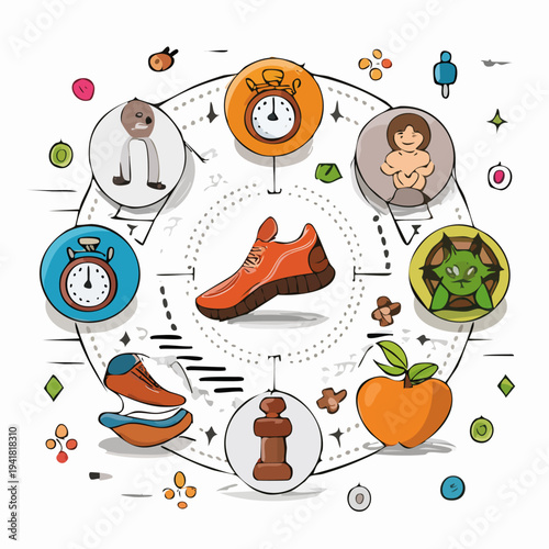 Colorful illustration of a sneaker shoe.