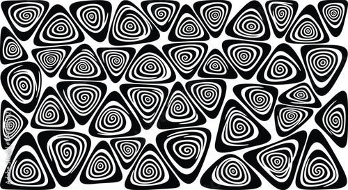 Black and White Swirl Triangles Pattern Silhouette Background