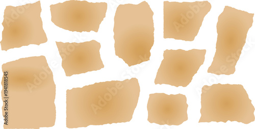 Set of torn paper pieces isolated collection ripped paper scraps collage elements vector illustration