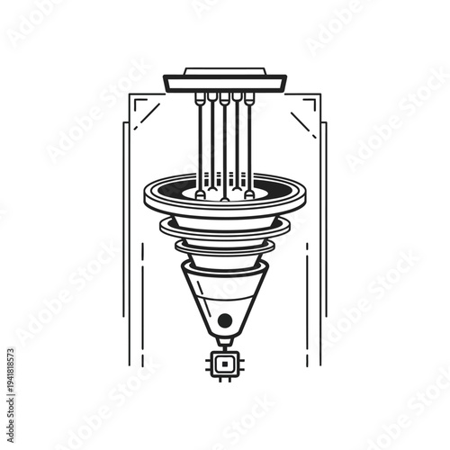 Dilution Refrigerator Illustration for Quantum Computing.