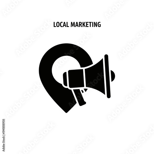 Local Marketing Strategy with Megaphone and Location Pin.