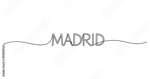 Elegant madrid skyline in continuous line art style. No editable strokes