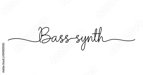 Elegant bass synth calligraphy design on white background. No editable strokes