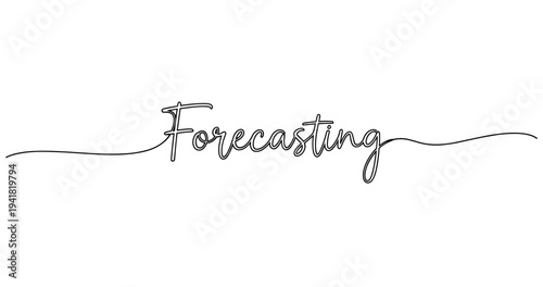 Elegant handwritten 'forecasting' text with flourish on white background. No editable strokes