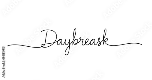 Elegant handwritten cursive script of the word 'daybreak' in black. No editable strokes