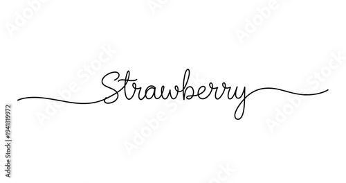 Elegant cursive strawberry text design in black and white. No editable strokes