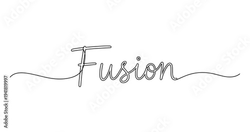 Elegant fusion typography in continuous line art style on white background. No editable strokes