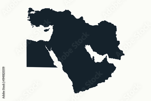 Map of Middle East. Vector illustration.