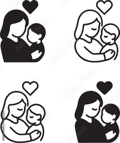 Isolated Mom Love Illustration Icon Design Illustration, Mom Love Illustration icon, Mom Love Illustration vector illustration, maternal affection concept, family care symbol graphic