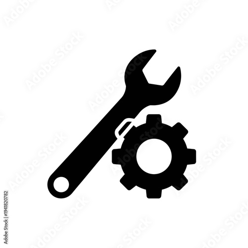 Wrench and Gear - Mechanical Repair Icon.