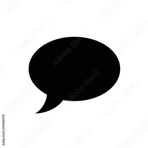Black Speech Bubble Icon Illustration.