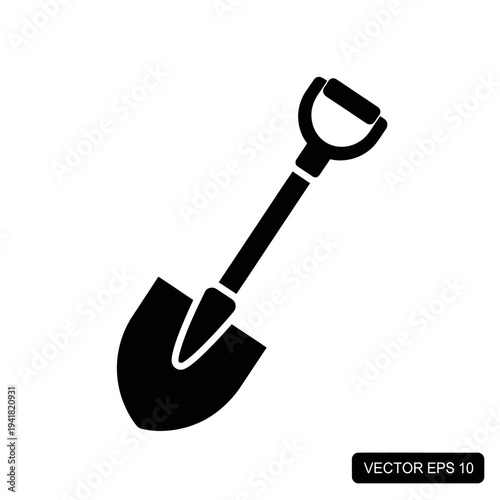 Black Silhouette of a Shovel for Digging.