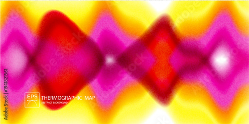 Thermographic waveform heatmap data visualization background with vibrant intensity spectrum colors. Abstract signal analytics design ideal for AI monitoring systems, neural network analysis. Vector.