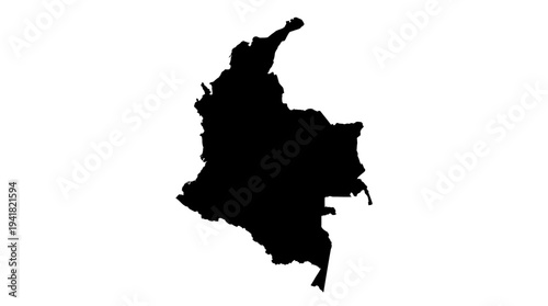 Black Silhouette Map of Colombia Isolated on White Background - Professional Country Outline Graphic