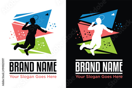 modern Badminton player sport illustration vector logo design