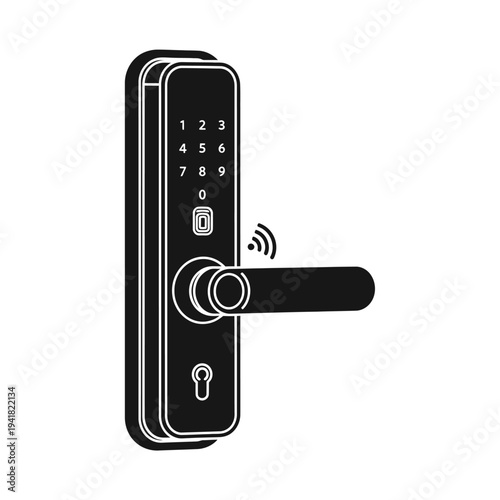 Smart Lock with Keypad and Handle Illustration.