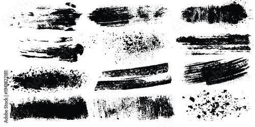 Set of ink splashes and grunge brush stock design .