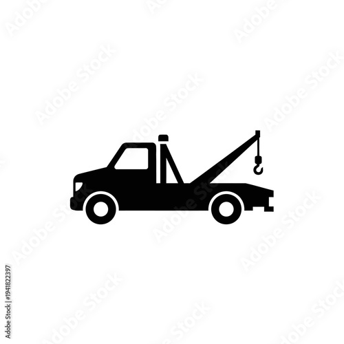 Black Tow Truck Silhouette for Assistance.