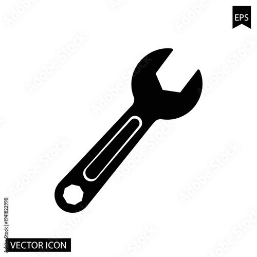 Wrench Tool Icon - Mechanical Repair and Maintenance.