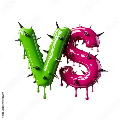 toxic slime vs icon with metal spikes for edgy gaming showdown 3d render