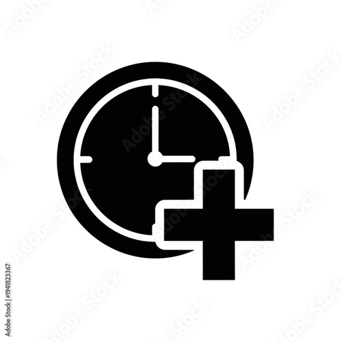 Clock with Plus Sign - Time Addition.