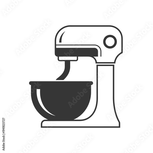 Stand mixer illustration for baking and cooking.