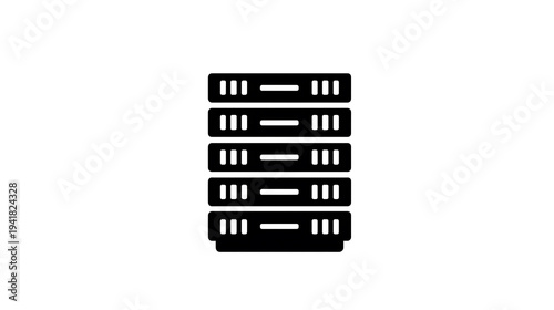 Data storage servers stacked high, a symbol of information infrastructure and digital prowess. The image evokes a sense of connectivity and technology prowess
