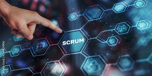 Scrum agile framework for team collaboration and iterative project development