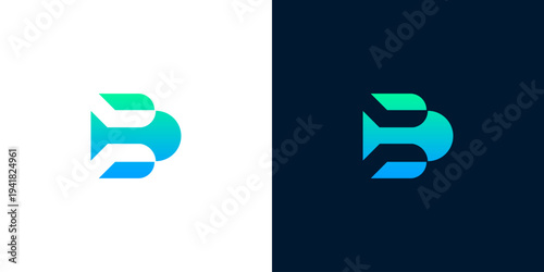Modern abstract letter B logo design with gradient colors, corporate identity symbol for technology or business