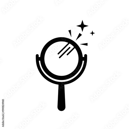 Elegant Hand Mirror with Sparkling Reflection Design.