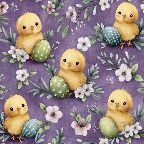 Easter card: on a pink background with white Easter decor - eggs with Easter symbols and flowers