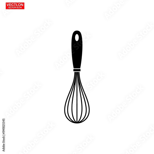 Black and White Whisk Illustration for Culinary Use.
