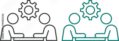 Business process management and workflow icons set featuring teamwork, strategy planning, leadership, project management and productivity concepts for corporate use.