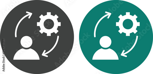 Business process management and workflow icons set featuring teamwork, strategy planning, leadership, project management and productivity concepts for corporate use.